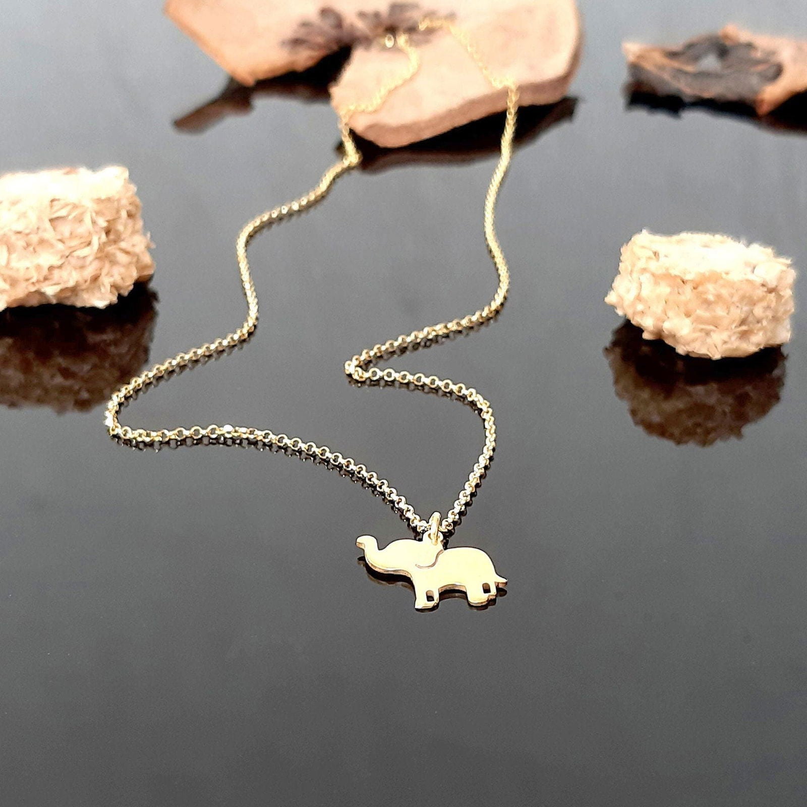 Solid Gold elephant necklace - InfinityJools