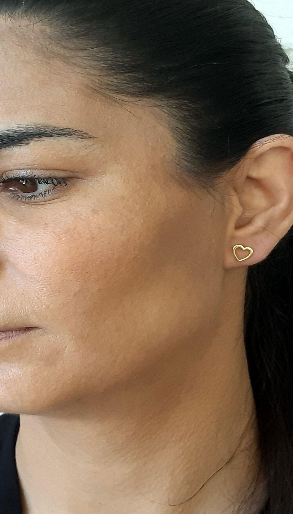 Solid Gold Heart Stud Earrings - InfinityJools