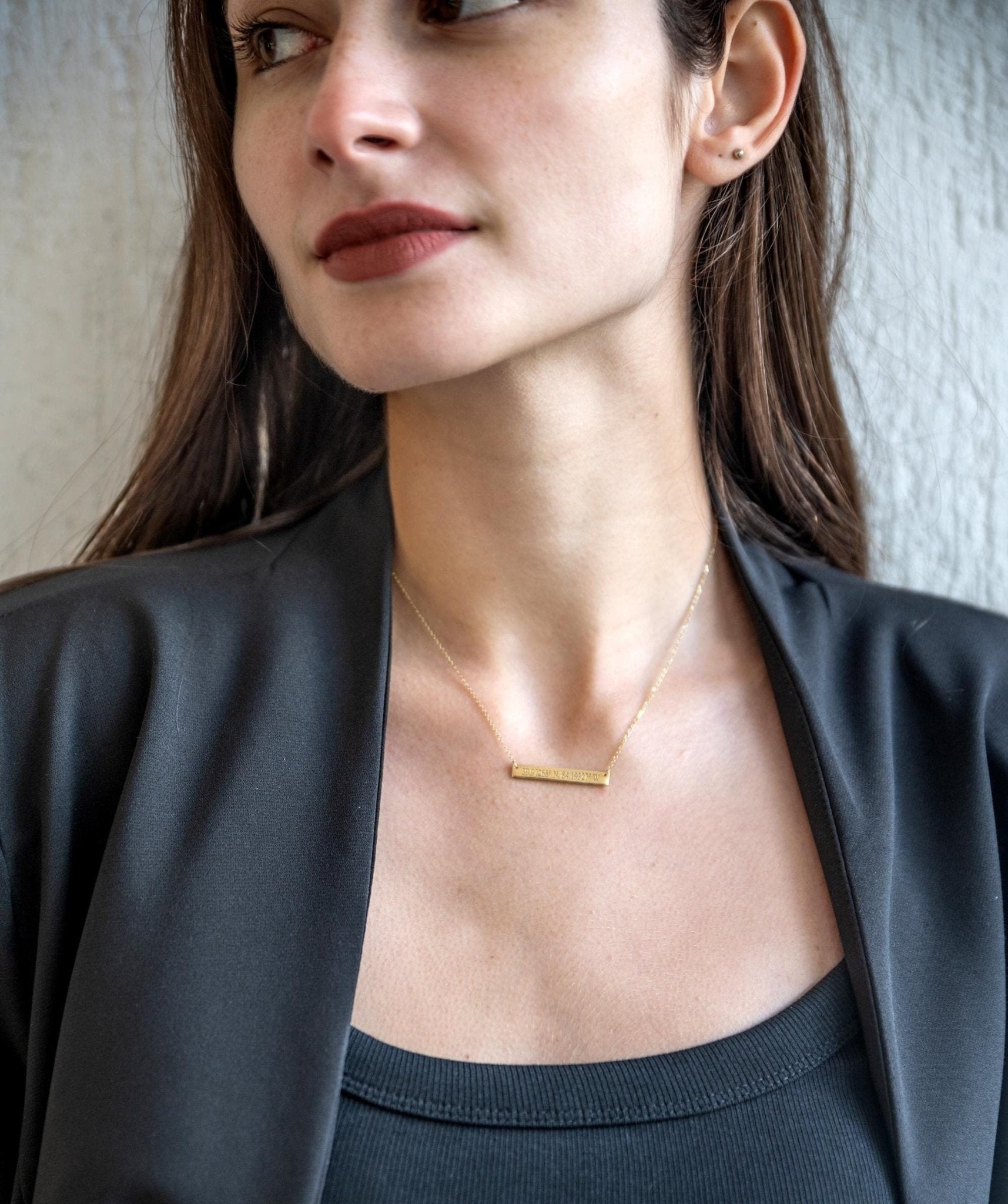 Solid Gold Reversible Bar Necklace - InfinityJools