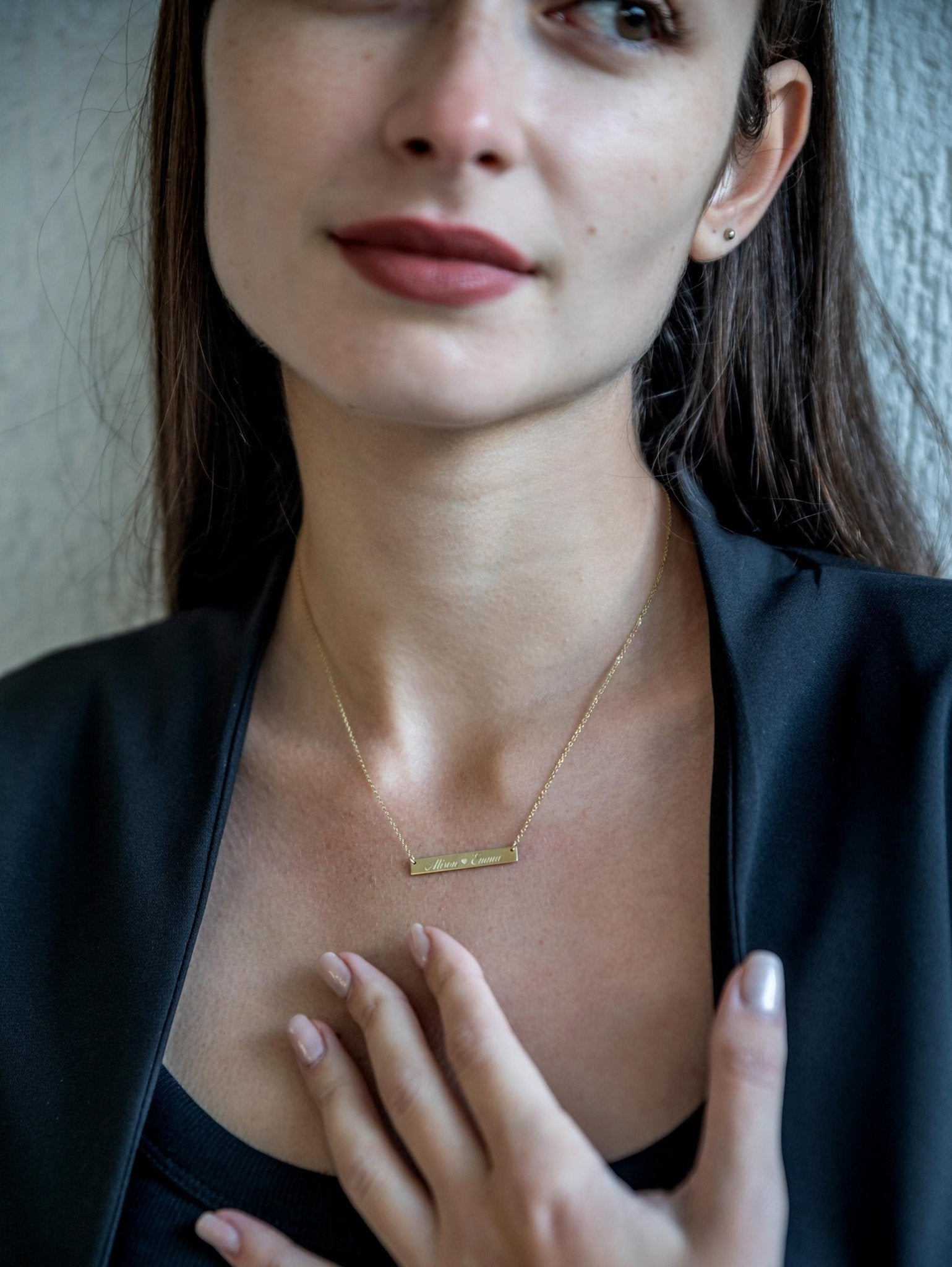 Solid Gold Reversible Bar Necklace - InfinityJools
