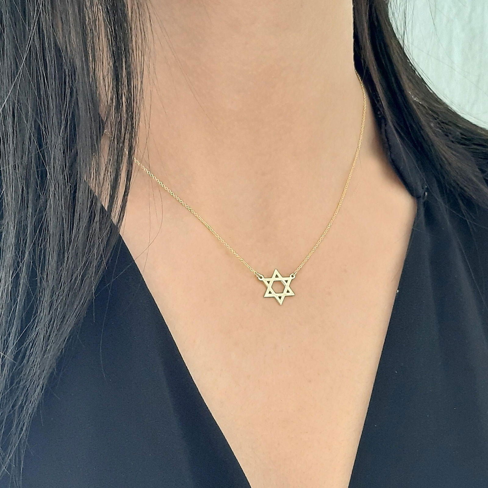 Star of David Necklace in 14K Solid Gold for Women - InfinityJools