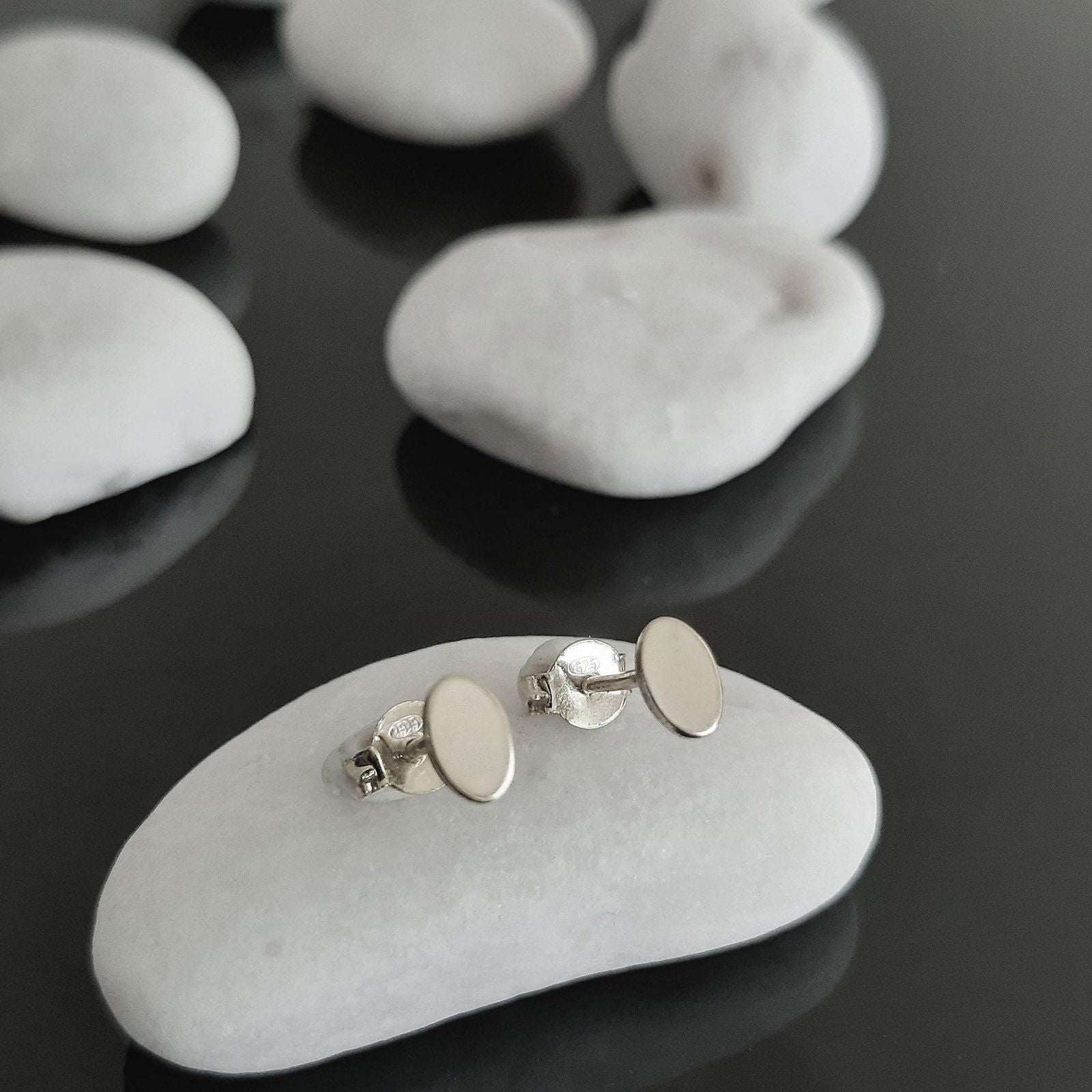 Tiny Oval Earrings, 9K 14K Yellow Gold Stud Earrings - InfinityJools