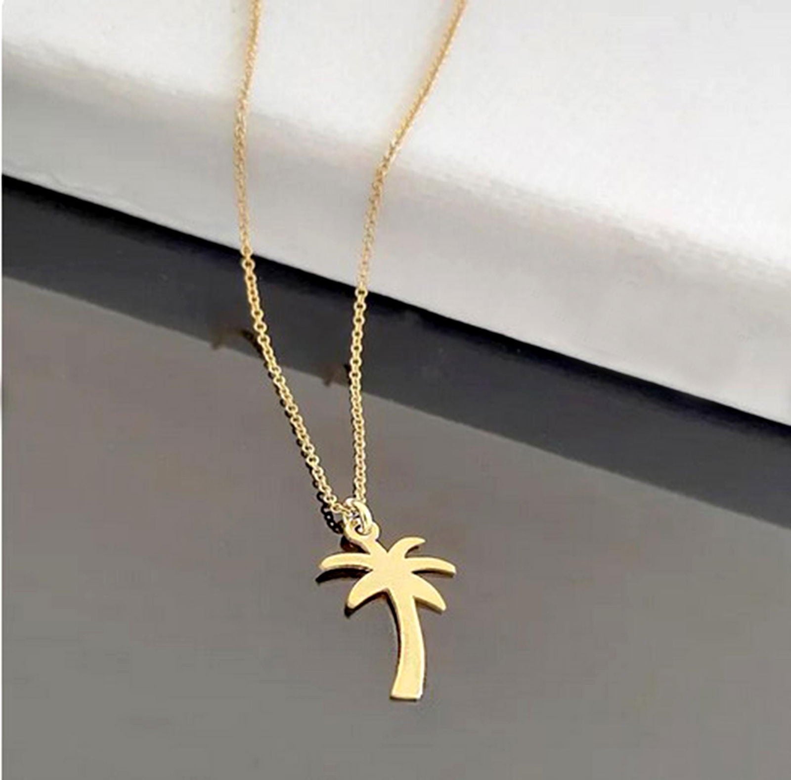 Unique gold Palm Tree Necklace, daintry chain, minimal Necklace - InfinityJools